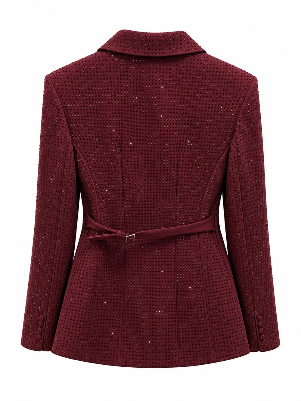 BABYBOO Embellished Double-Breasted Women's Blazer Dress - Burgundy - Picture 3 of 4